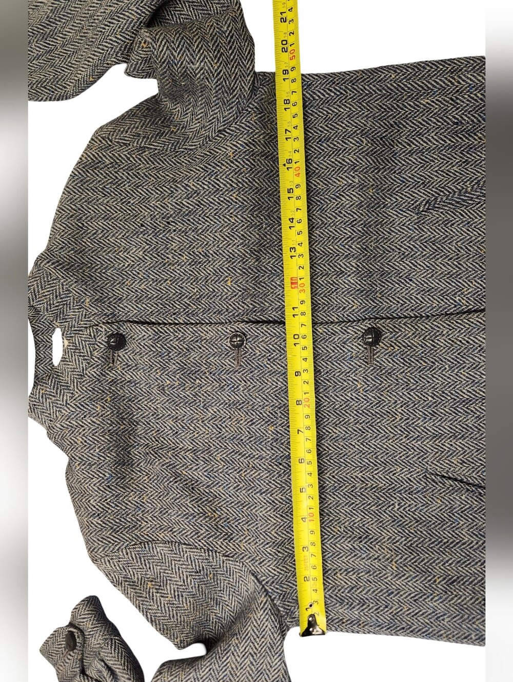 Dormeuil Vintage 60s Steel Blue Herringbone Wool Skirt Suit - 2pc Tweed Mod Set - Picture 12 of 15